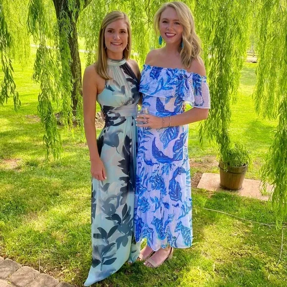 Adrianna Papell Floral Halter Sleeveless Chiffon Gown, Size 0 - Picture 13 of 14